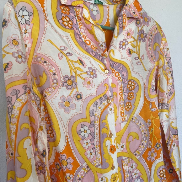 70's Funky Pink & Yellow Alex Coleman Blouse - Size Medium/Large - Picture 10 of 11